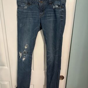 Flying Monkey Distressed Dark Blue Skinny Jeans